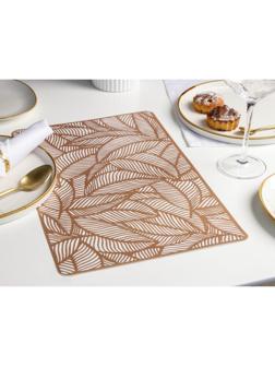 Салфетка сервировочная на стол «Листья», 43×28 см, цвет металлик коричневый