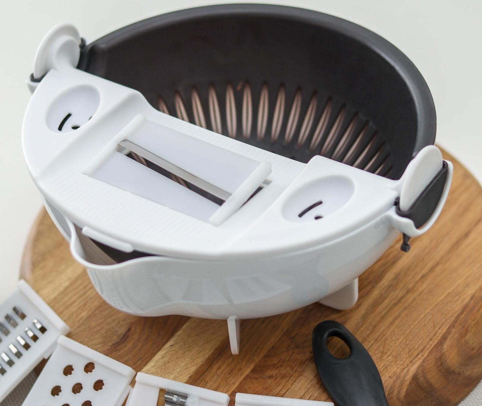 Многофункциональная овощерезка «Маджестик», со сливной корзиной, 22,3×13,5×22,5 см, цвет бело-серый