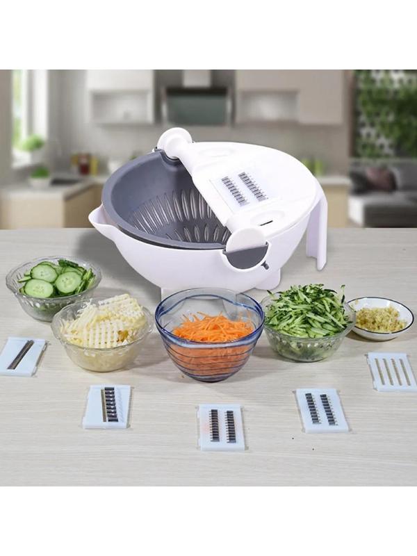Многофункциональная овощерезка «Маджестик», со сливной корзиной, 22,3×13,5×22,5 см, цвет бело-серый