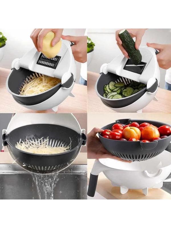 Многофункциональная овощерезка «Маджестик», со сливной корзиной, 22,3×13,5×22,5 см, цвет бело-серый