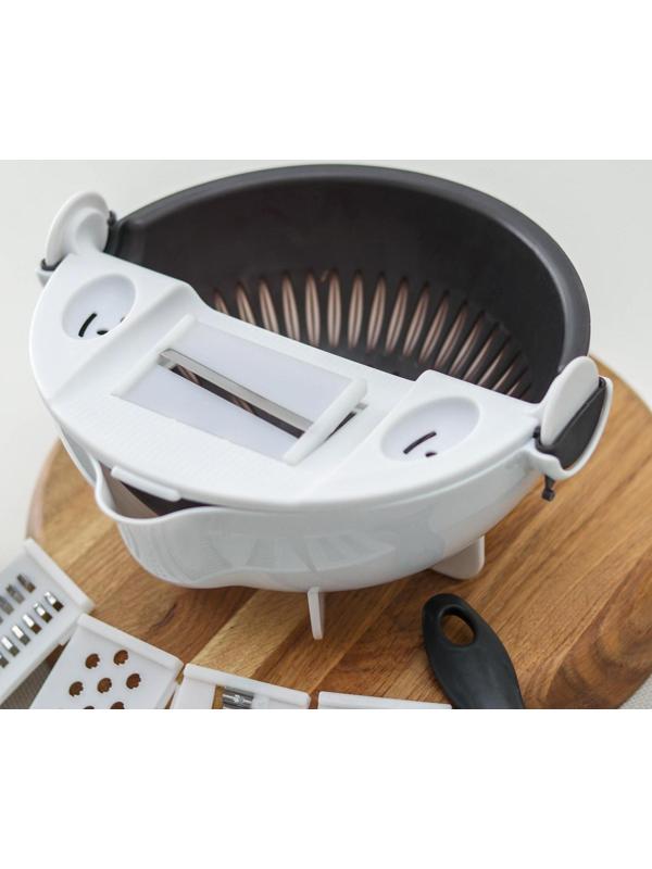 Многофункциональная овощерезка «Маджестик», со сливной корзиной, 22,3×13,5×22,5 см, цвет бело-серый