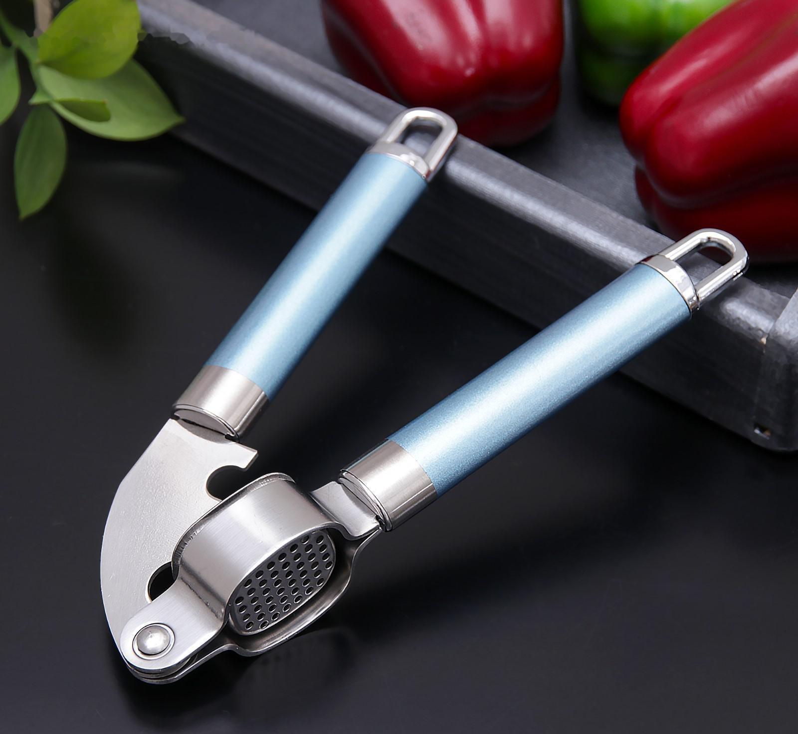 Пресс для чеснока Доляна Lagoona, 19 см, нержавеющая сталь, цвет голубой металлик