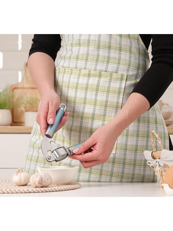 Пресс для чеснока Доляна Lagoona, 19 см, нержавеющая сталь, цвет голубой металлик