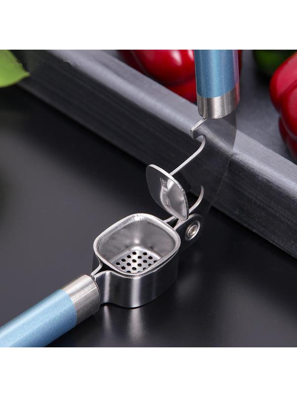 Пресс для чеснока Доляна Lagoona, 19 см, нержавеющая сталь, цвет голубой металлик