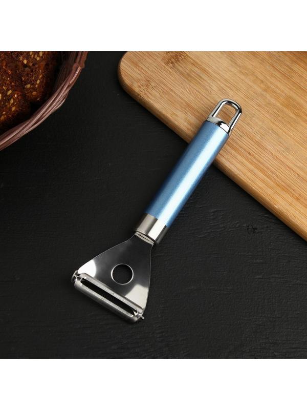 Овощечистка Доляна Lаgооnа, 19 см, нержавеющая сталь, цвет голубой металлик