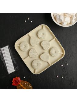 Форма для леденцов Доляна «Свидание», 14,5×14,5×1,5 см, 8 ячеек, цвет МИКС