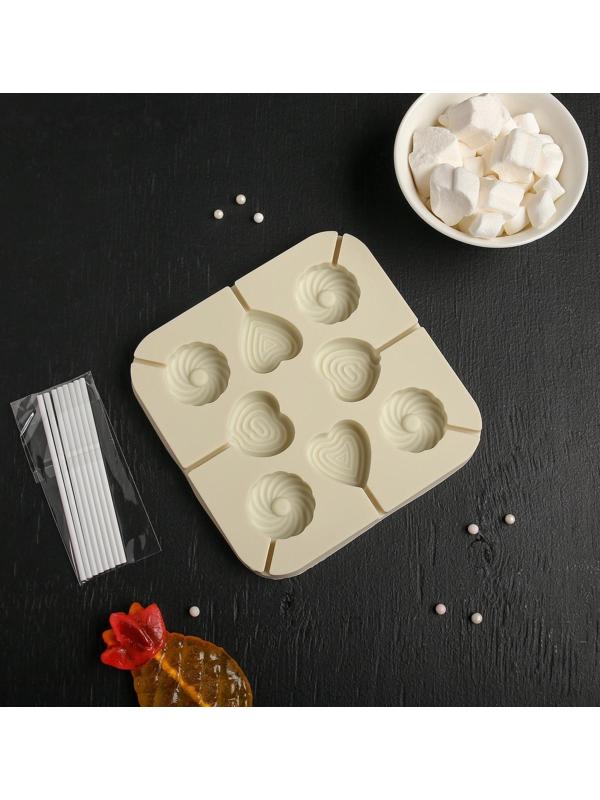 Форма для леденцов Доляна «Свидание», 14,5×14,5×1,5 см, 8 ячеек, цвет МИКС