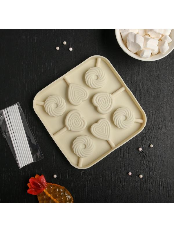 Форма для леденцов Доляна «Свидание», 14,5×14,5×1,5 см, 8 ячеек, цвет МИКС