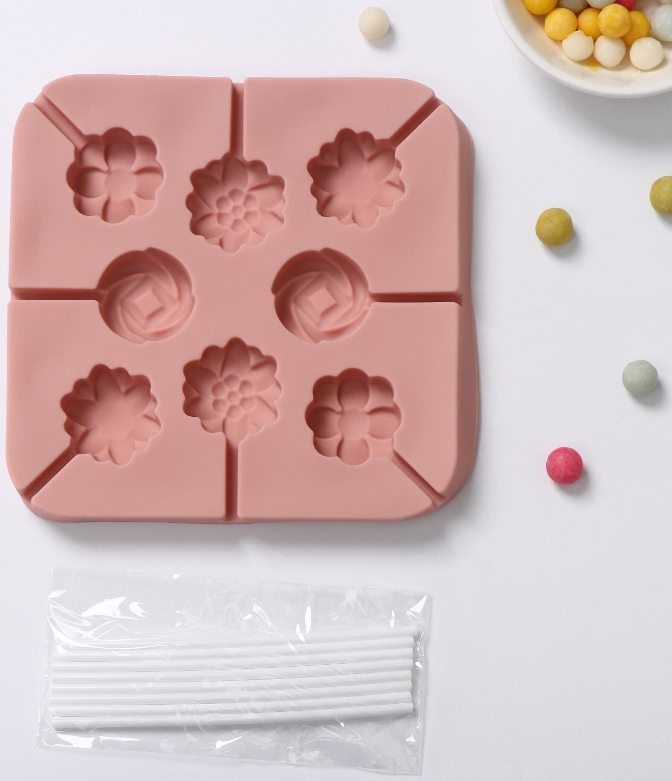 Форма для леденцов Доляна «Летний полдень», 12,5×12,5×1,5 см, 8 ячеек, цвет МИКС