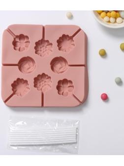 Форма для леденцов Доляна «Летний полдень», 12,5×12,5×1,5 см, 8 ячеек, цвет МИКС