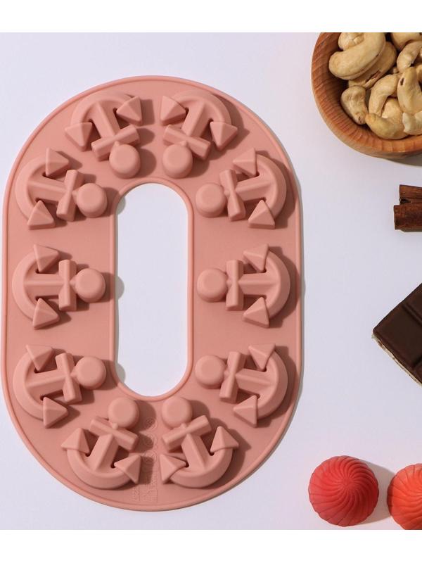 Форма для льда и кондитерских украшений Доляна «Якорь», 20,5×13,5×1 см, силикон, 10 ячеек, цвет МИКС