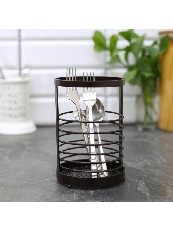 Сушилка для столовых приборов Доляна «Лофт», 11,5×11,5×17 см, цвет коричневый
