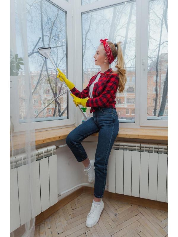 Окномойка с телескопической алюминиевой ручкой и сгоном, 12×12×59(89) см, цвет МИКС