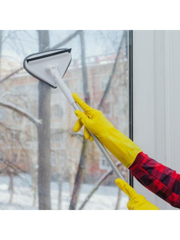 Окномойка с телескопической алюминиевой ручкой и сгоном, 12×12×59(89) см, цвет МИКС