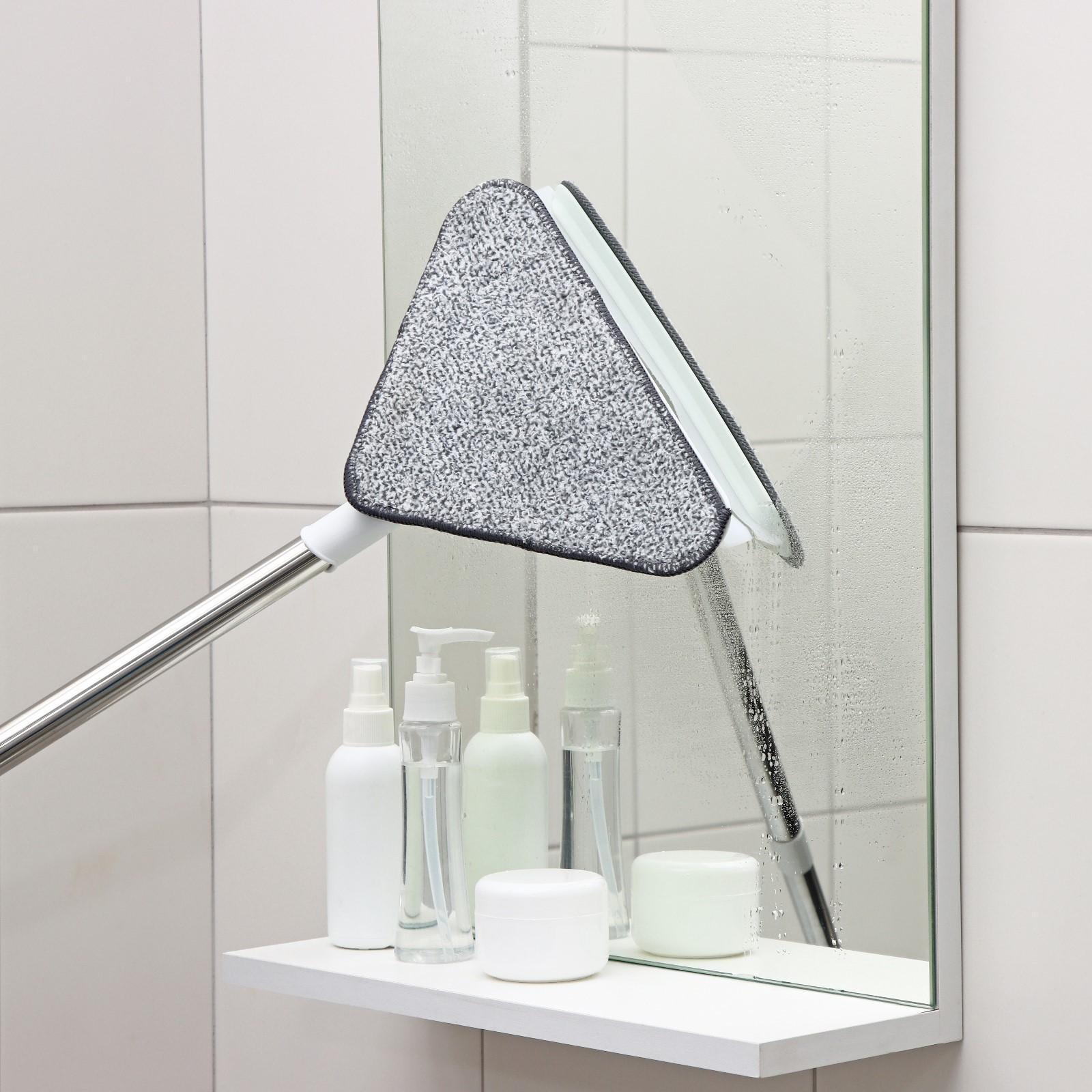 Окномойка с телескопической стальной ручкой и сгоном, 27×27×105(148) см, 2 насадки из микрофибры