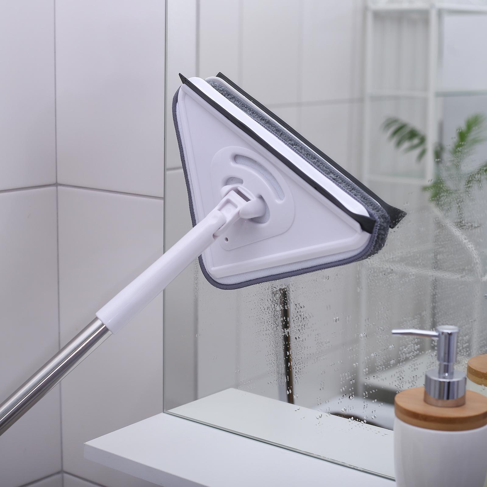 Окномойка с телескопической стальной ручкой и сгоном, 27×27×105(148) см, 2 насадки из микрофибры