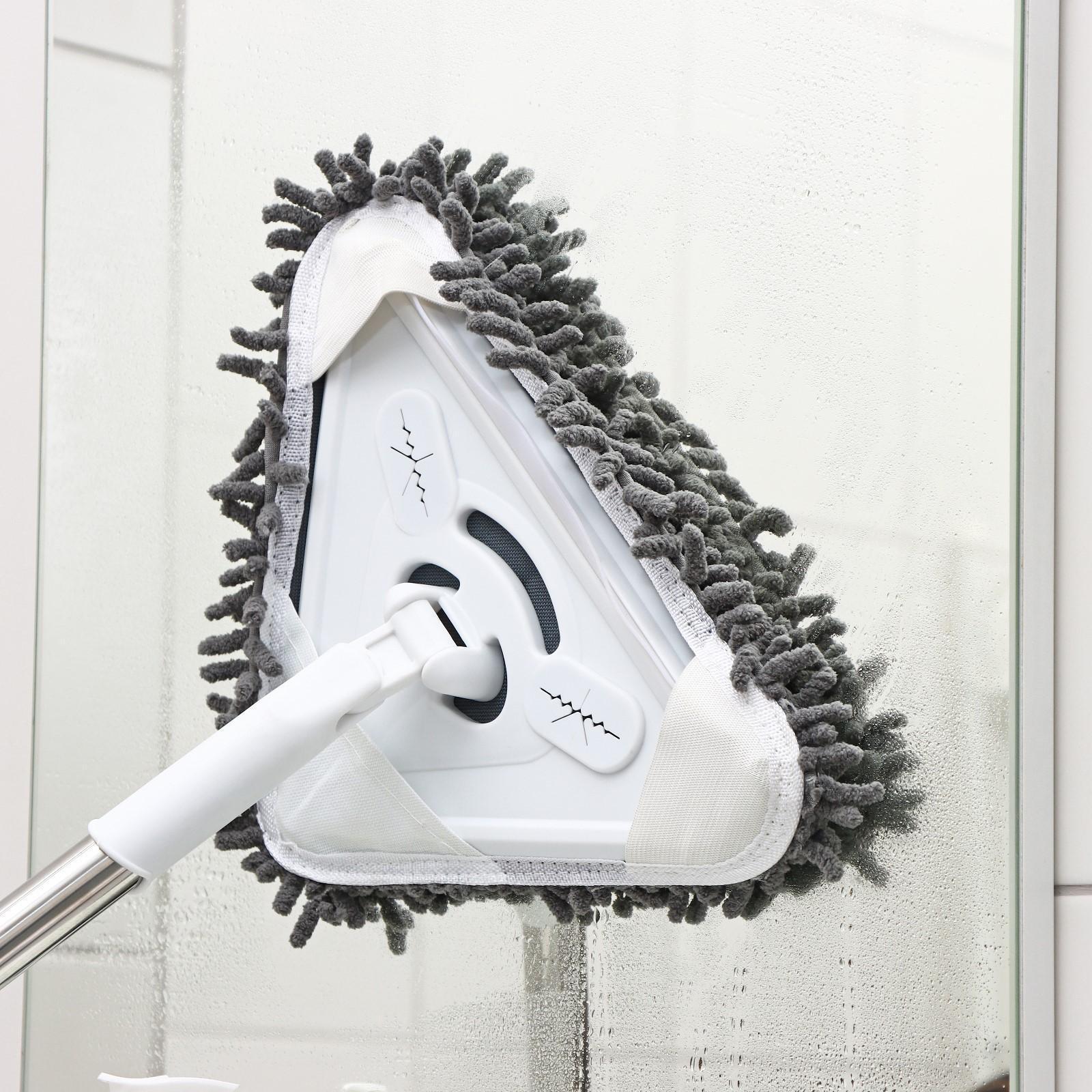 Окномойка с телескопической стальной ручкой и сгоном, 27×27×105(148) см, 2 насадки из микрофибры