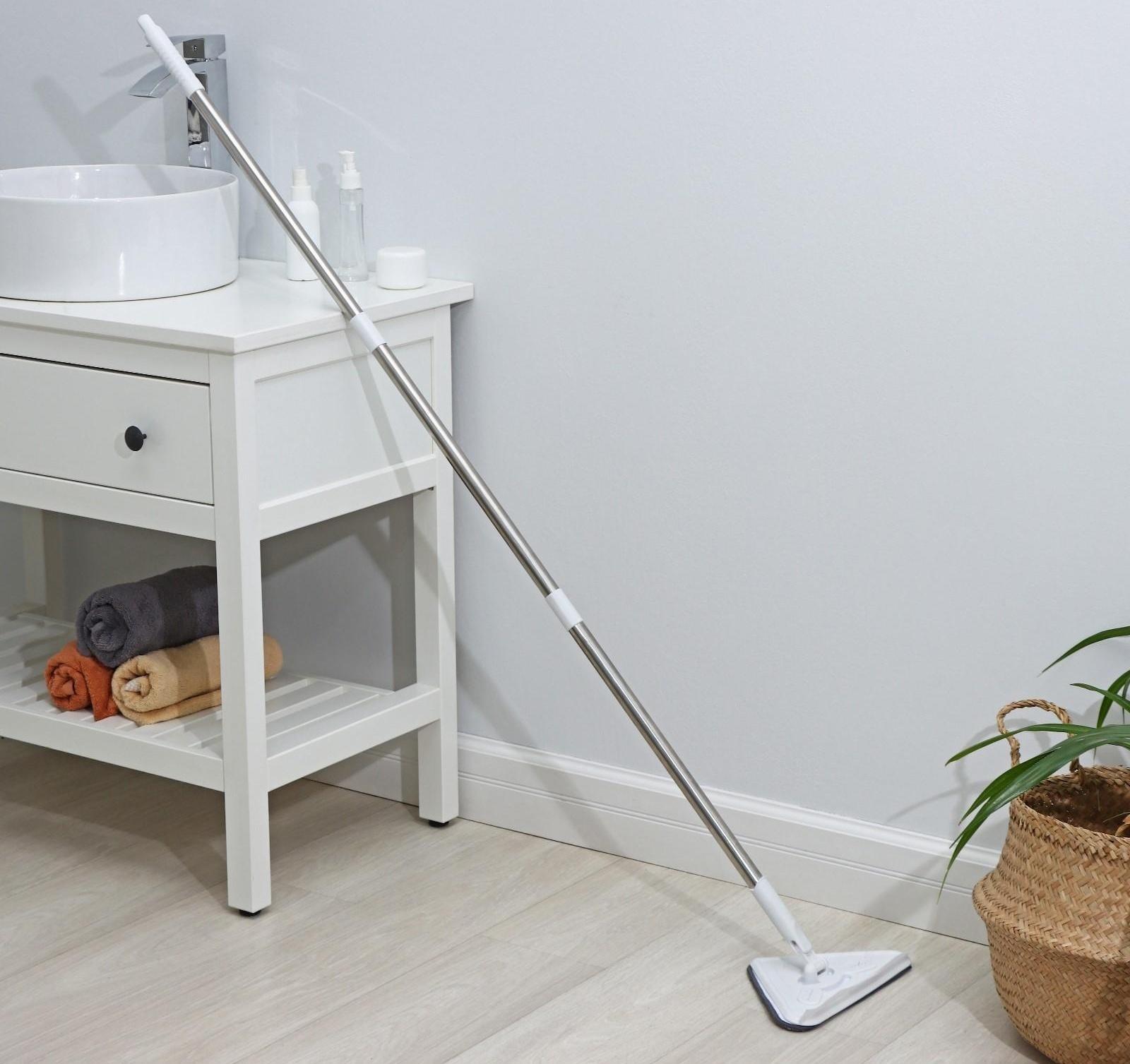 Окномойка с телескопической стальной ручкой и сгоном, 27×27×105(148) см, 2 насадки из микрофибры