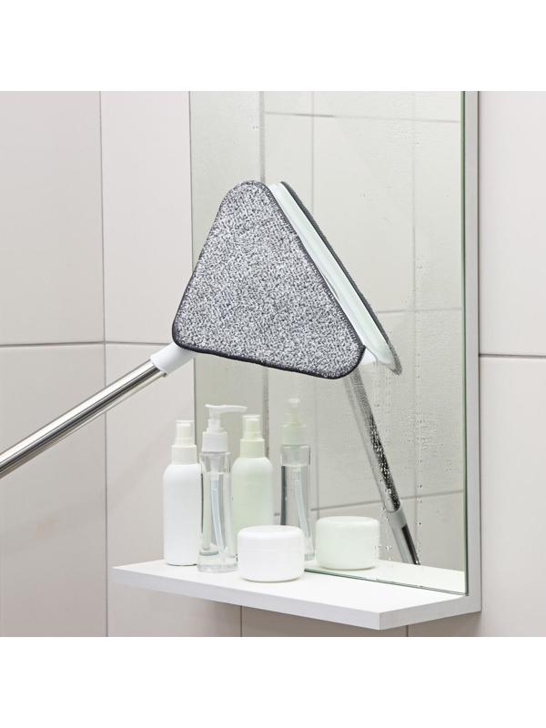 Окномойка с телескопической стальной ручкой и сгоном, 27×27×105(148) см, 2 насадки из микрофибры