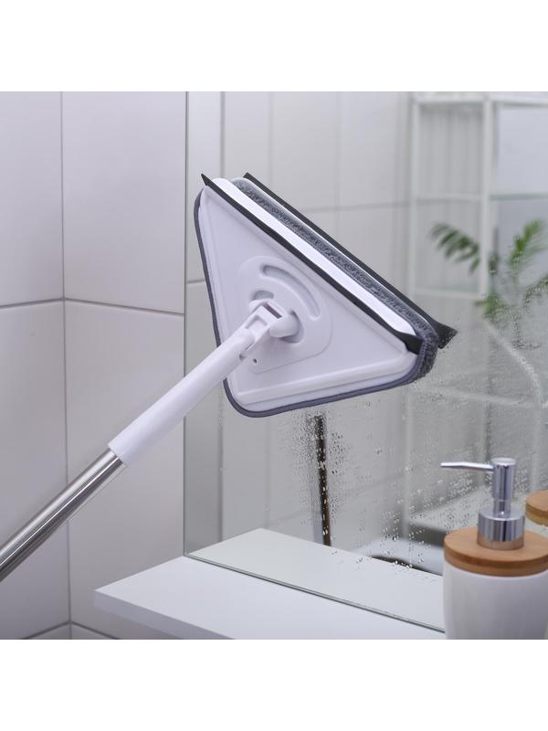 Окномойка с телескопической стальной ручкой и сгоном, 27×27×105(148) см, 2 насадки из микрофибры