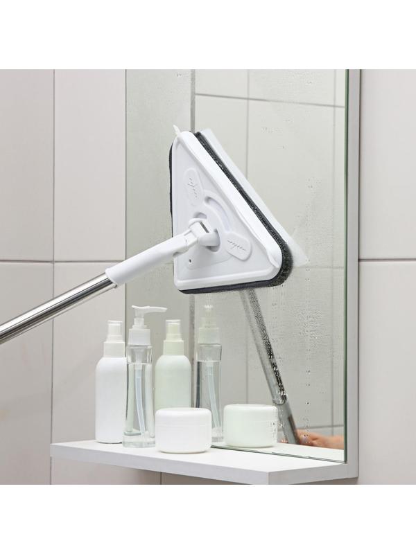 Окномойка с телескопической стальной ручкой и сгоном, 27×27×105(148) см, 2 насадки из микрофибры