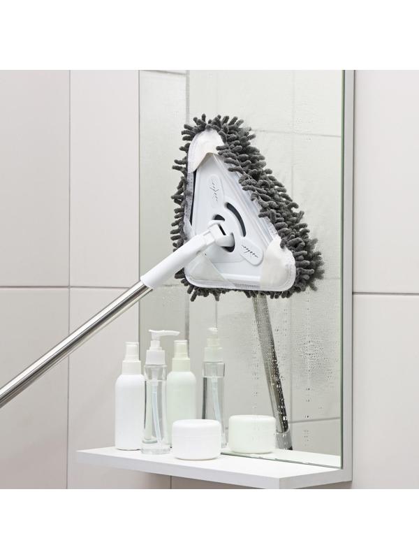 Окномойка с телескопической стальной ручкой и сгоном, 27×27×105(148) см, 2 насадки из микрофибры