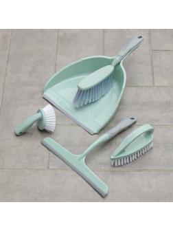 Набор для уборки, 5 предметов: совок, 3 щётки, водосгон, цвет МИКС