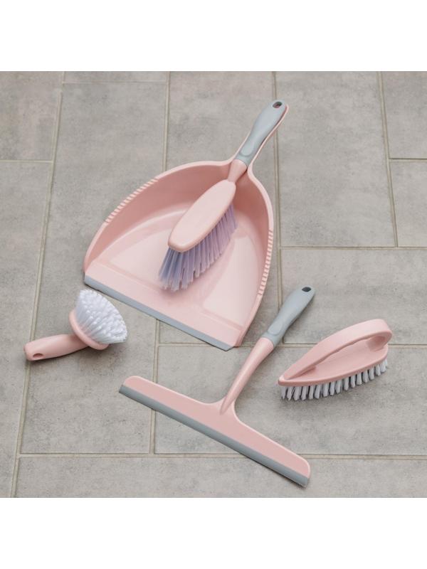Набор для уборки, 5 предметов: совок, 3 щётки, водосгон, цвет МИКС