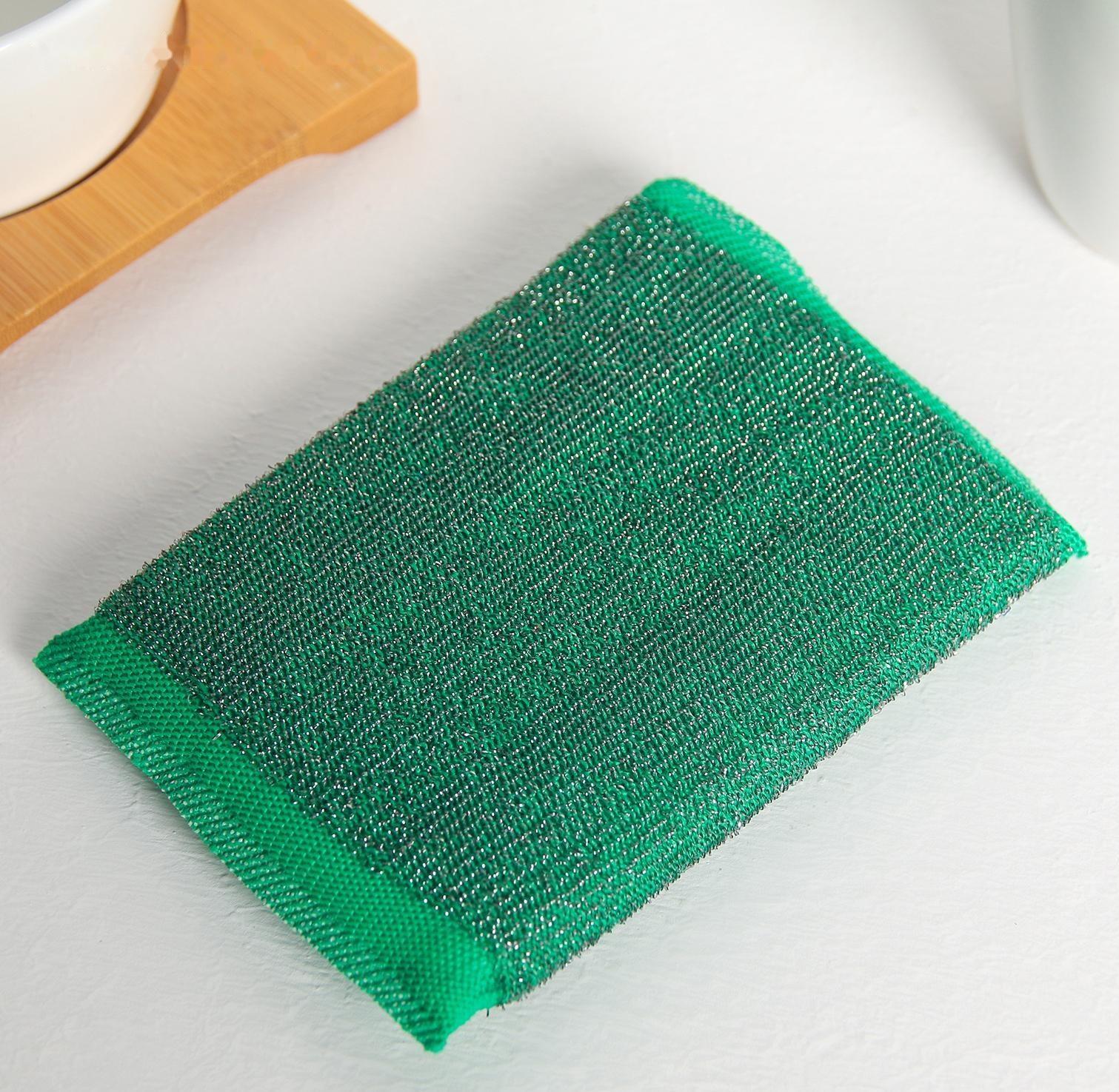 Губка для мытья посуды со стальной стружкой, усиленная, 13×9×1,5 см, цвет МИКС