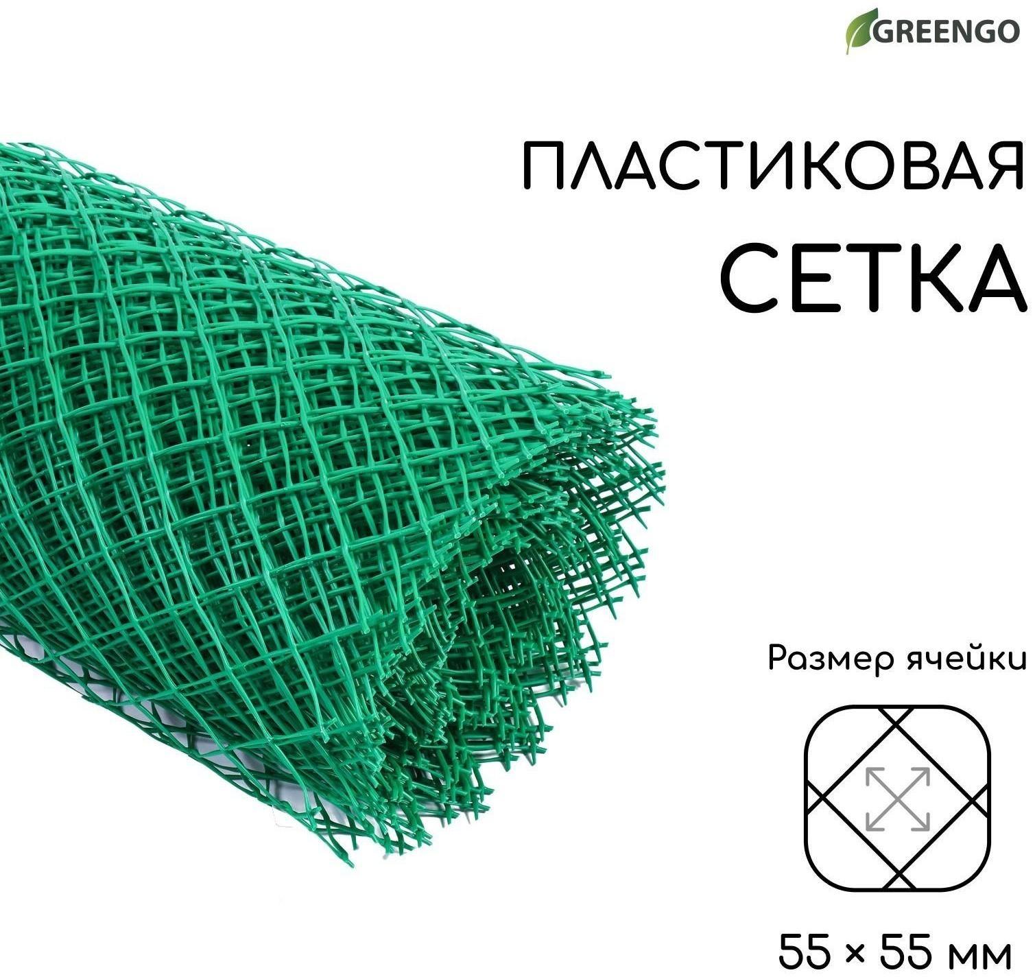 Сетка садовая, 1,5 × 25 м, ячейка 55 × 55 мм, зелёная, Greengo