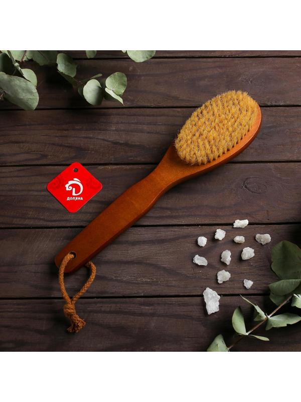 Щётка массажная для тела с ручкой и массажёром Доляна, натуральная щетина