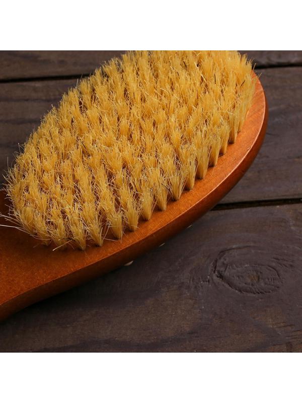 Щётка массажная для тела с ручкой и массажёром Доляна, натуральная щетина