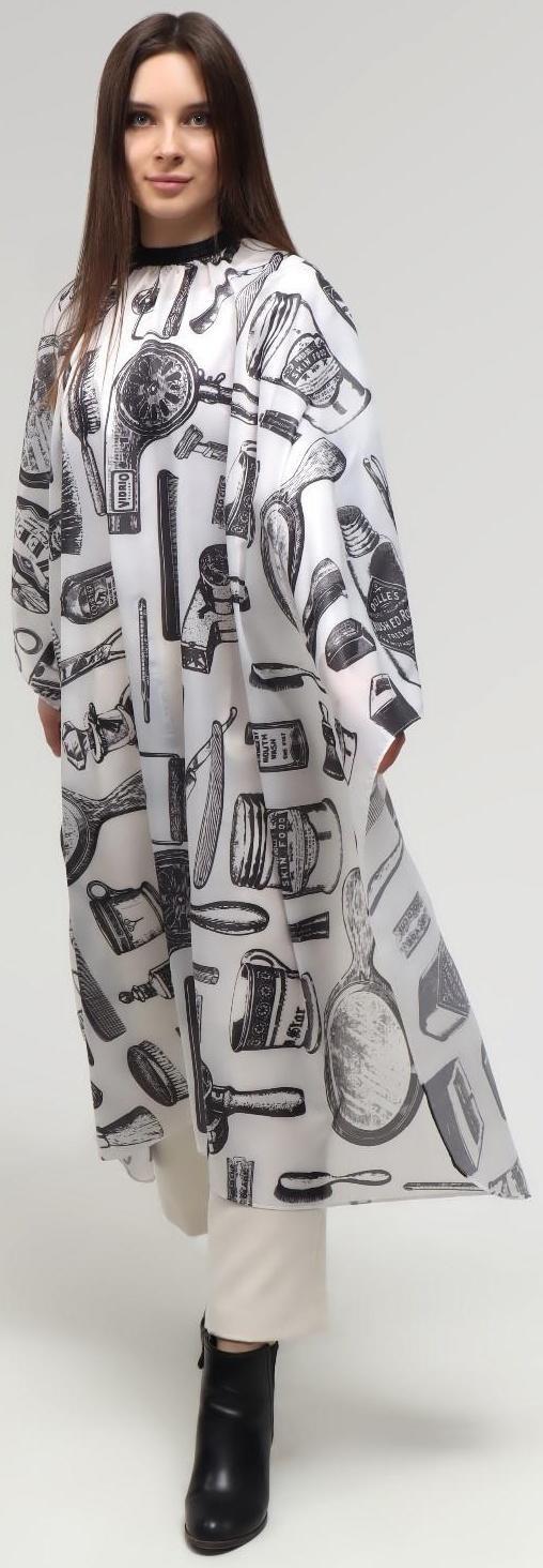 Пеньюар парикмахерский, цвет белый/чёрный