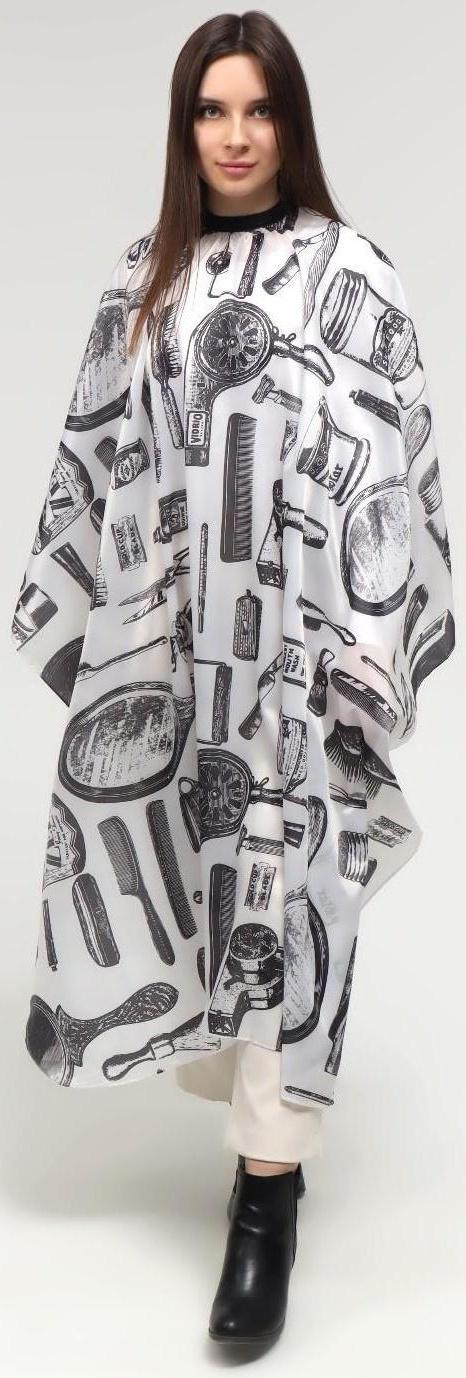 Пеньюар парикмахерский, цвет белый/чёрный