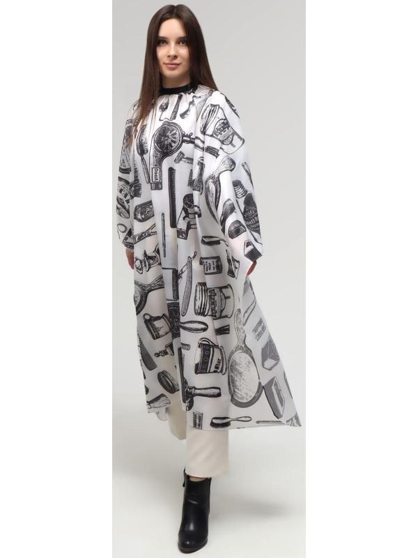 Пеньюар парикмахерский, цвет белый/чёрный