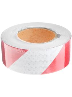 Светоотражающая лента, самоклеящаяся, бело-красная, 5 см х 25 м