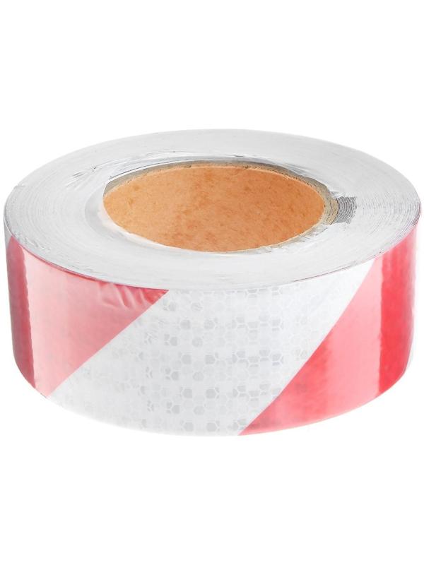 Светоотражающая лента, самоклеящаяся, бело-красная, 5 см х 25 м