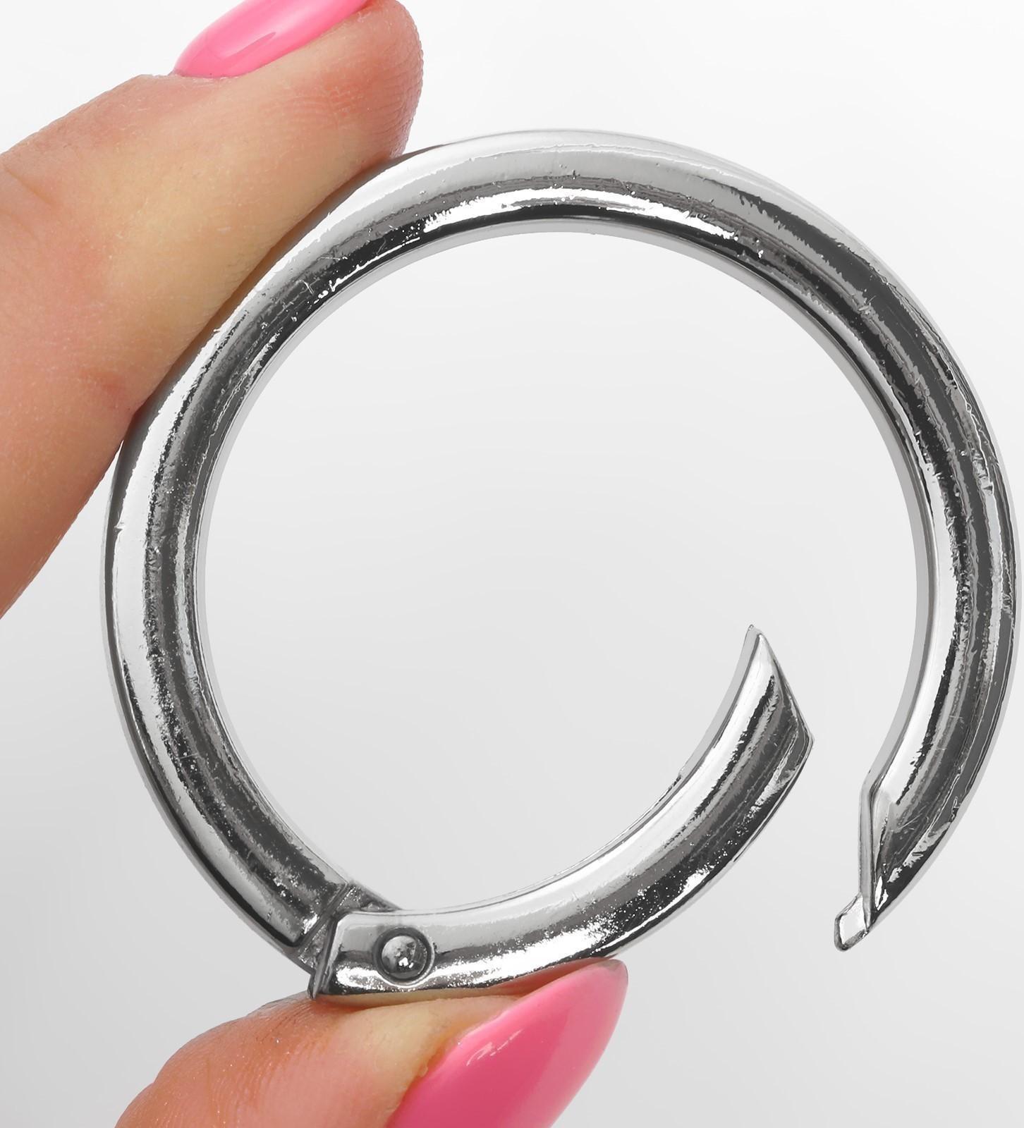 Кольцо-карабин плоский, d = 38/48 мм, толщина - 5 мм, 5 шт, цвет серебряный