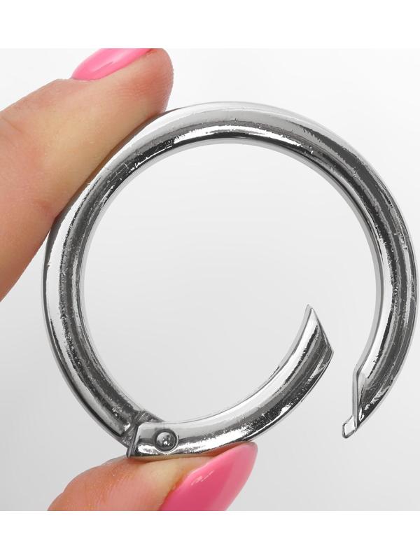 Кольцо-карабин плоский, d = 38/48 мм, толщина - 5 мм, 5 шт, цвет серебряный