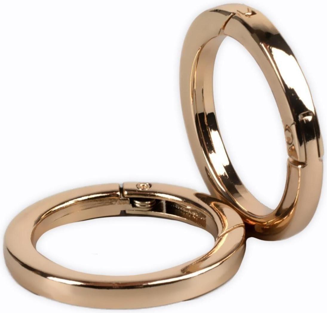 Кольцо-карабин плоский, d = 38/48 мм, толщина - 5 мм, 5 шт, цвет золотой