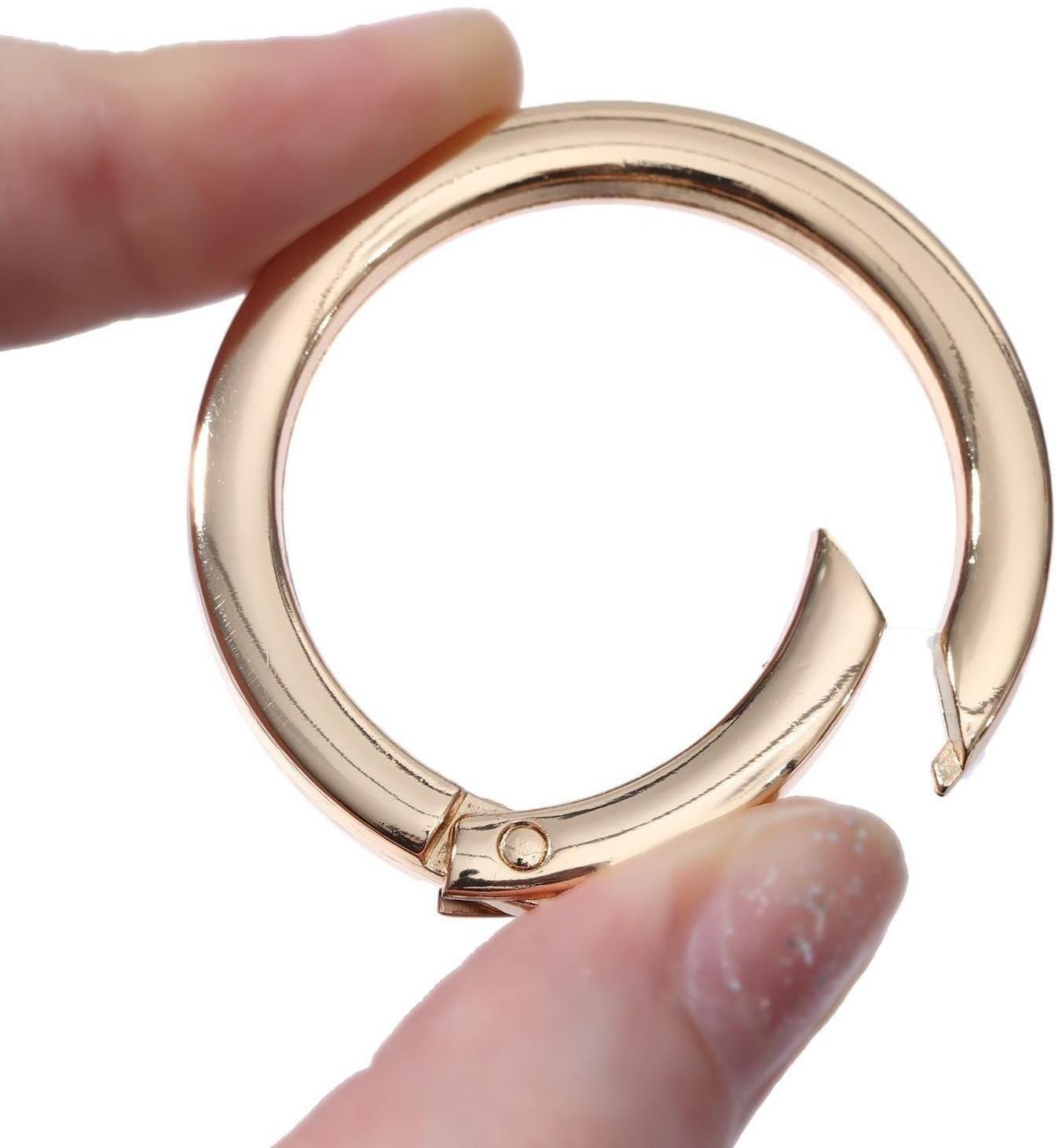 Кольцо-карабин плоский, d = 38/48 мм, толщина - 5 мм, 5 шт, цвет золотой