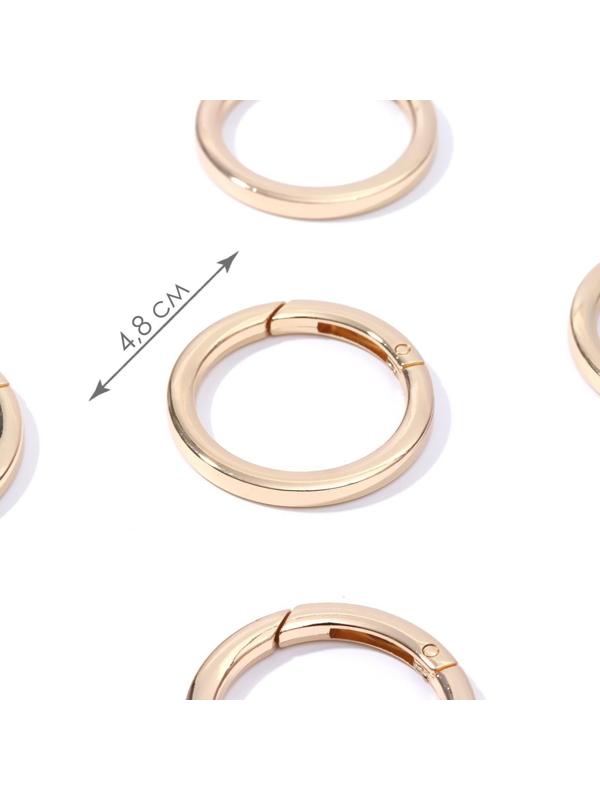 Кольцо-карабин плоский, d = 38/48 мм, толщина - 5 мм, 5 шт, цвет золотой