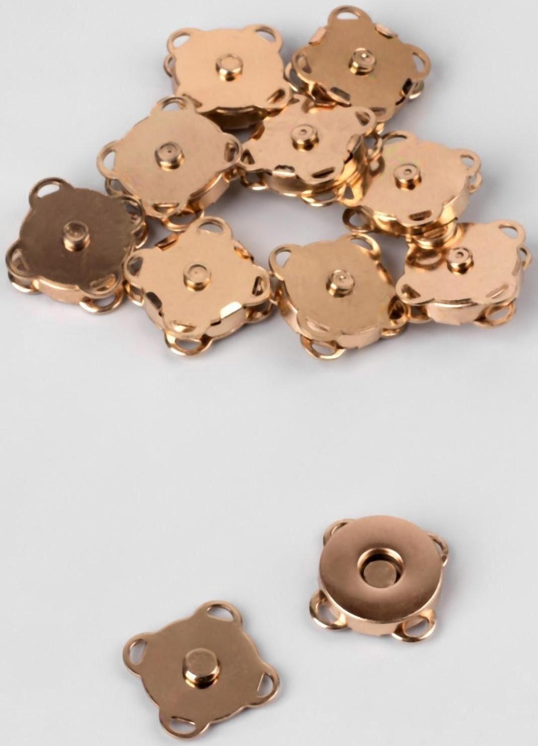 Кнопки магнитные пришивные, d = 14 мм, 10 шт, цвет золотой