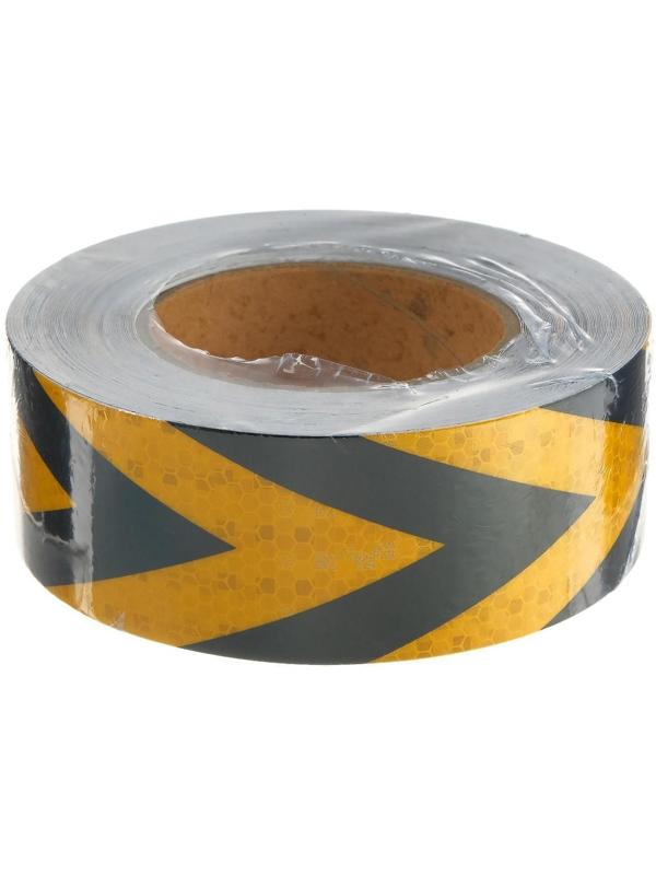 Светоотражающая лента, самоклеящаяся, желто-черная, 5 см х 25 м