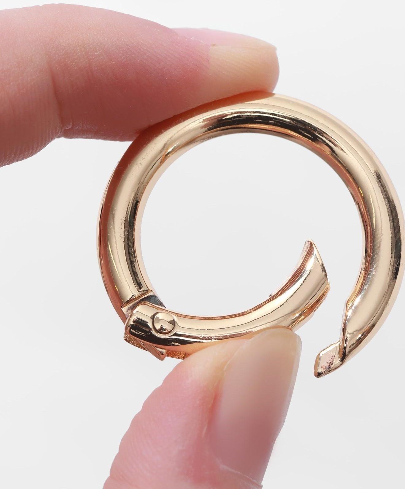 Кольцо-карабин, d = 25/35 мм, толщина - 5 мм, 5 шт, цвет золотой