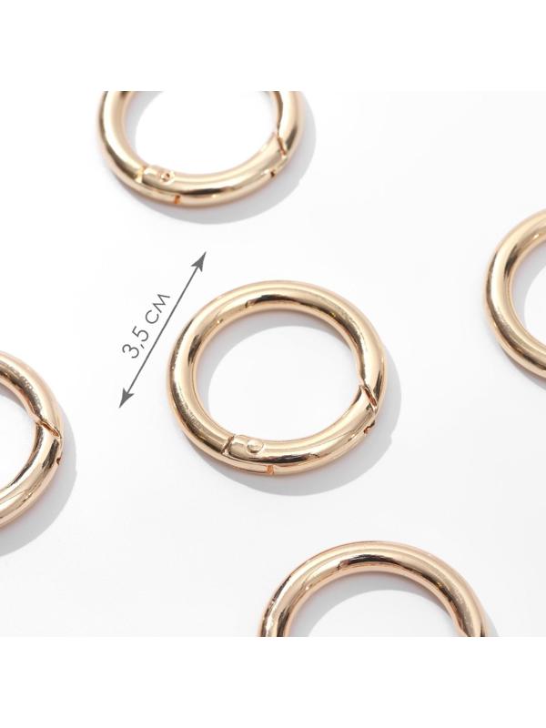 Кольцо-карабин, d = 25/35 мм, толщина - 5 мм, 5 шт, цвет золотой