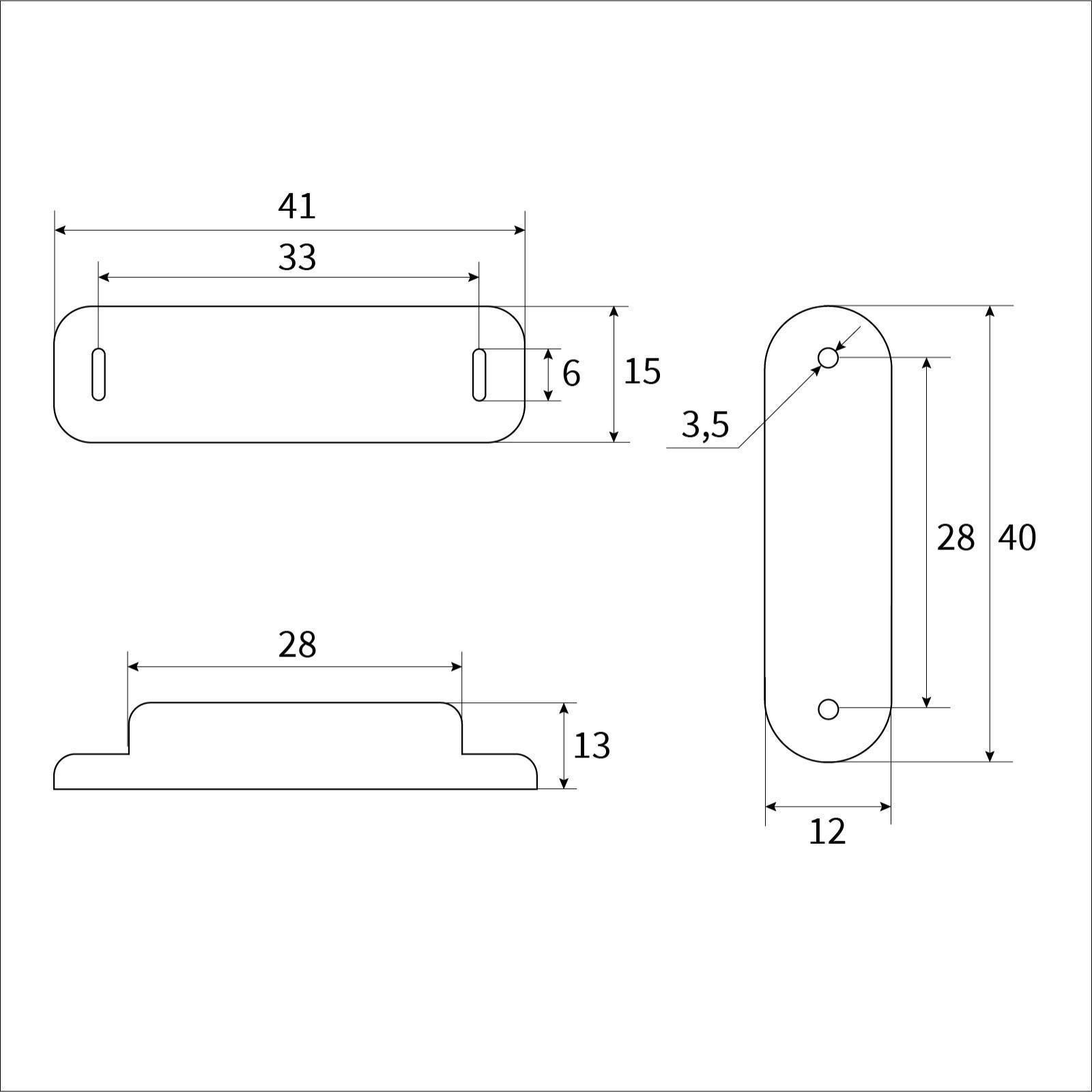 Магнит мебельный M001P, 41х13,  маленький, прозрачный
