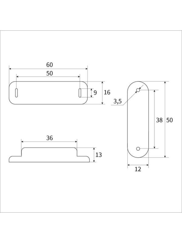 Магнит мебельный M002P, 60х13, средний, прозрачный