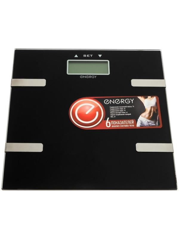 Весы напольные ENERGY EN-407, диагностические, до 180 кг, 2хААА, стекло, чёрные