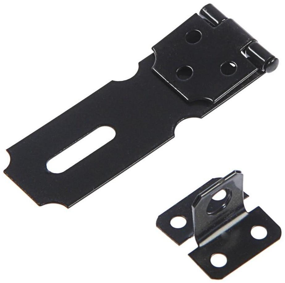 Накладка для навесного замка, с проушиной, L=76 мм, черная